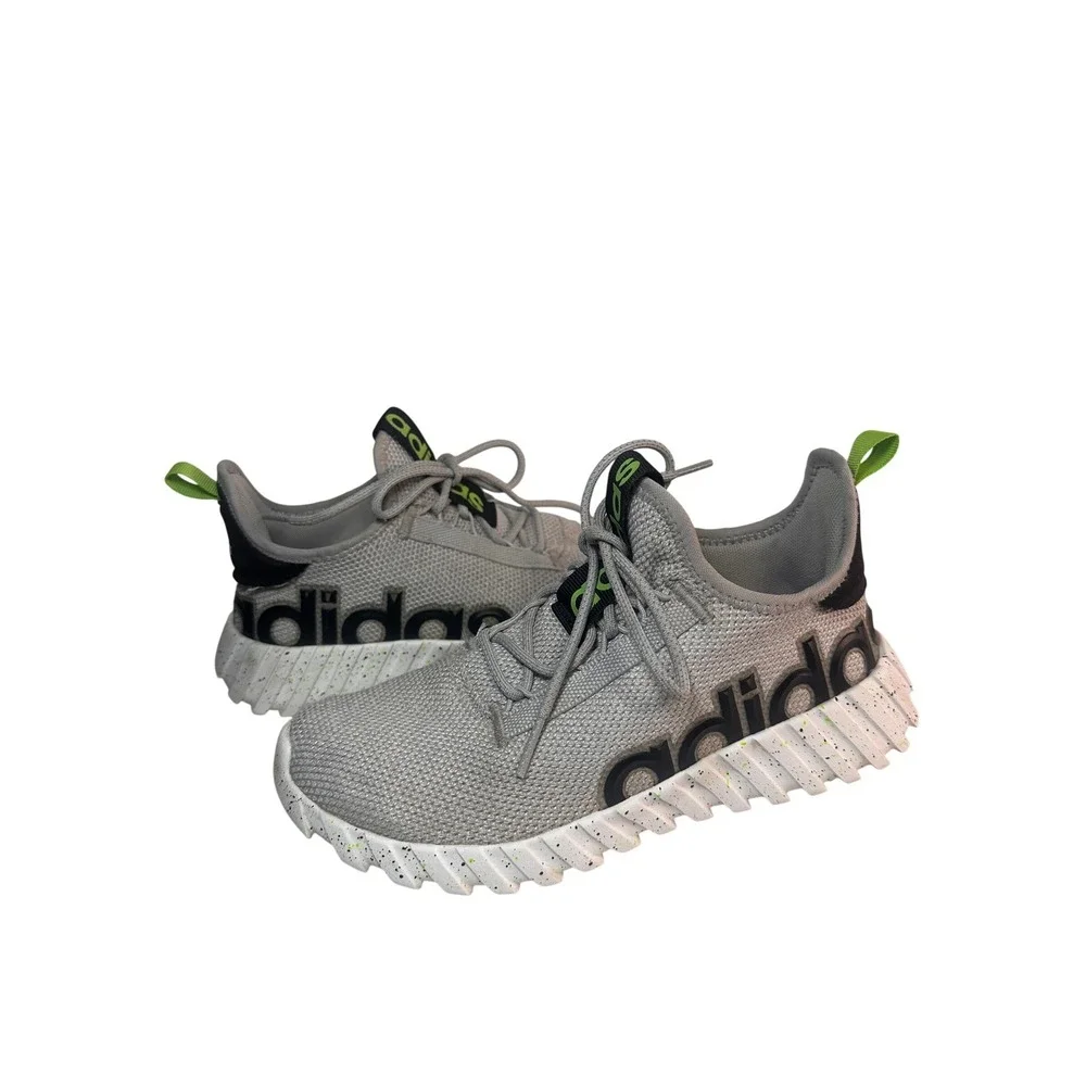 Adidas Kaptir 2.0 Grey Lime Green‎ Speckled Cloudfoam Sneakers GZ4861 Mens 5
